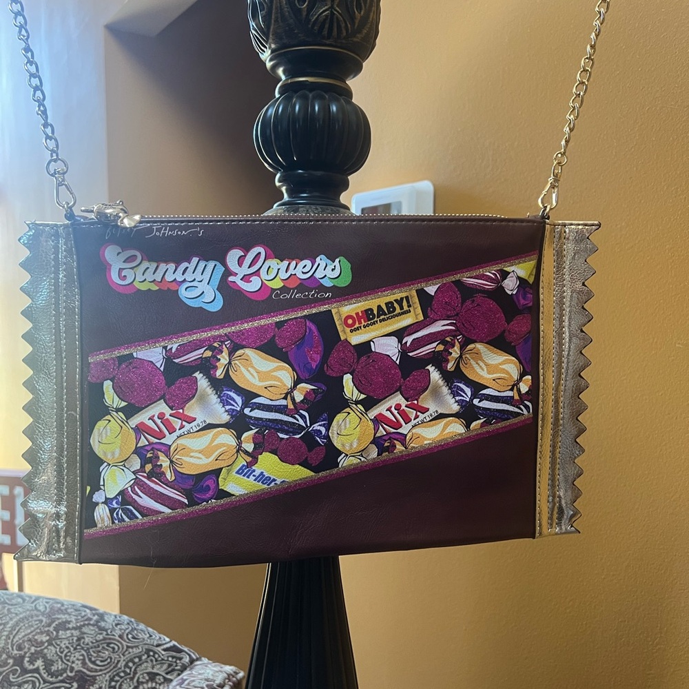 Betsy Johnson Purple and Red Crossbody Bag with Vibrant Design - Picture 2 of 9